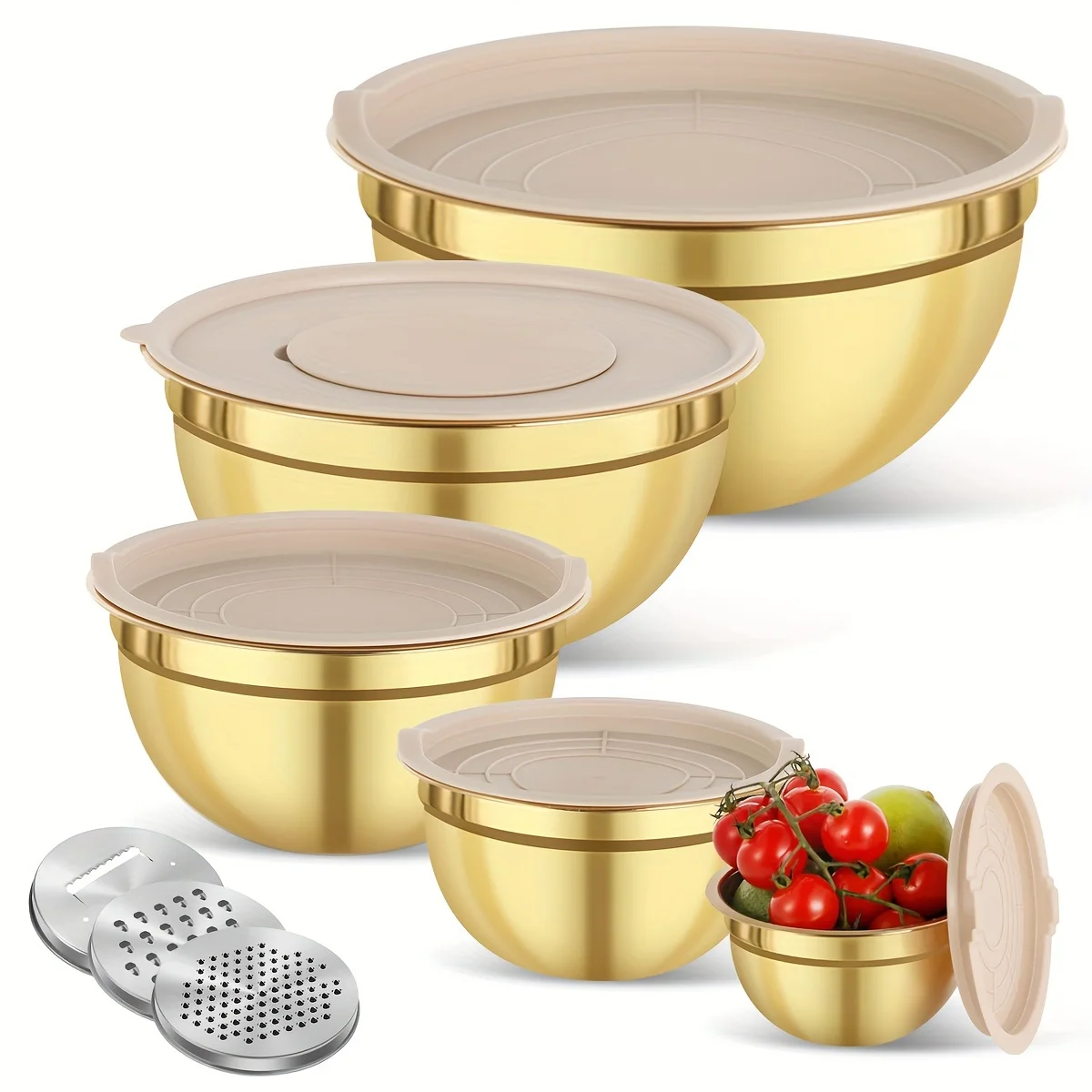 Kitchen Baking Bowls - طقم وعاء خلط من الفولاذ المقاوم