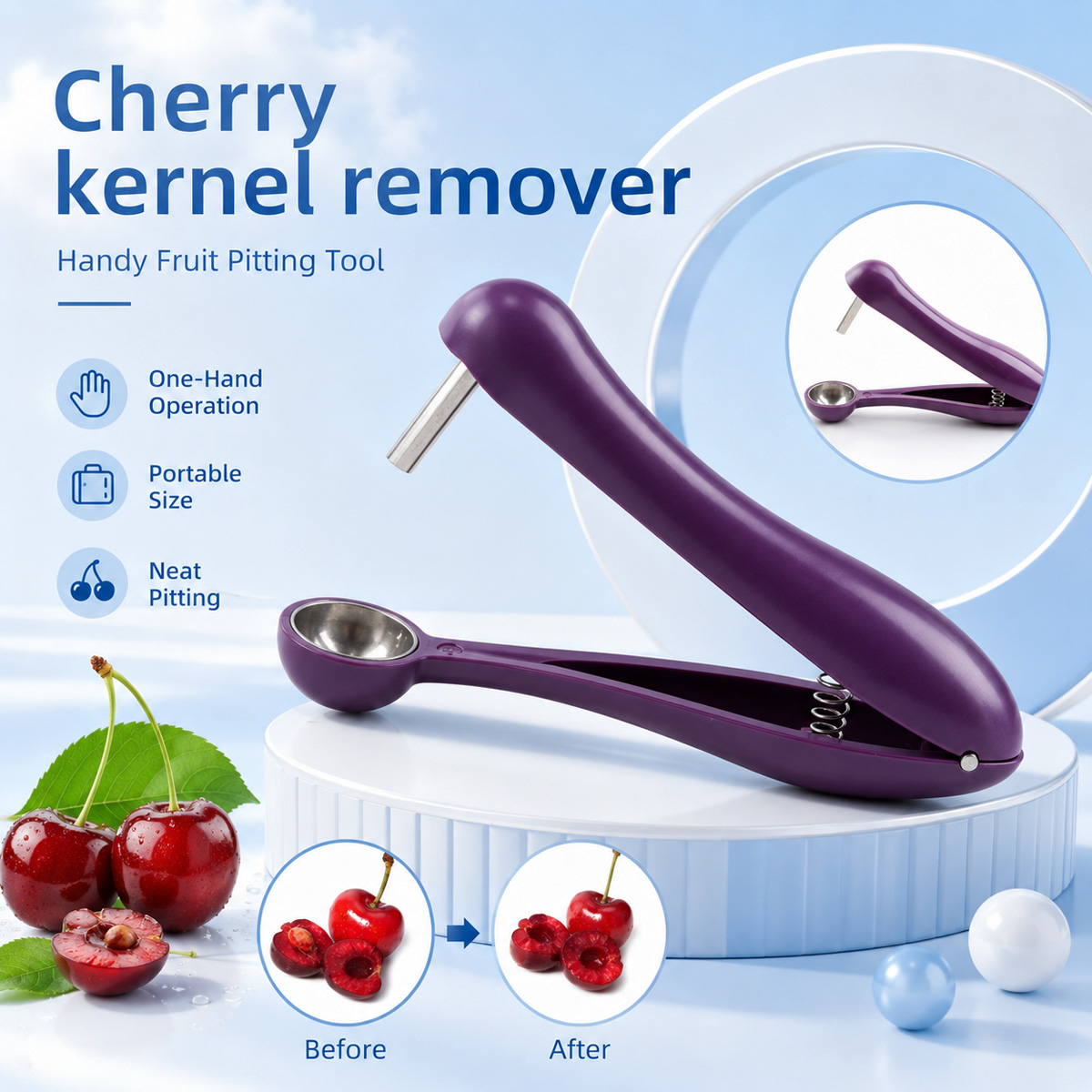 Kitchen Tools For Baking - أداة يدوية لإزالة نوى الكرز والزيتون،