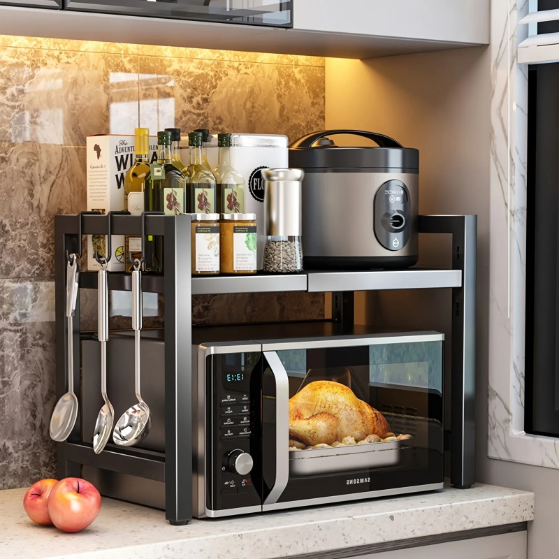 رف ميكروويف قابل للتعديل والتم - مراجعة Kitchen Baking Organization وسعره