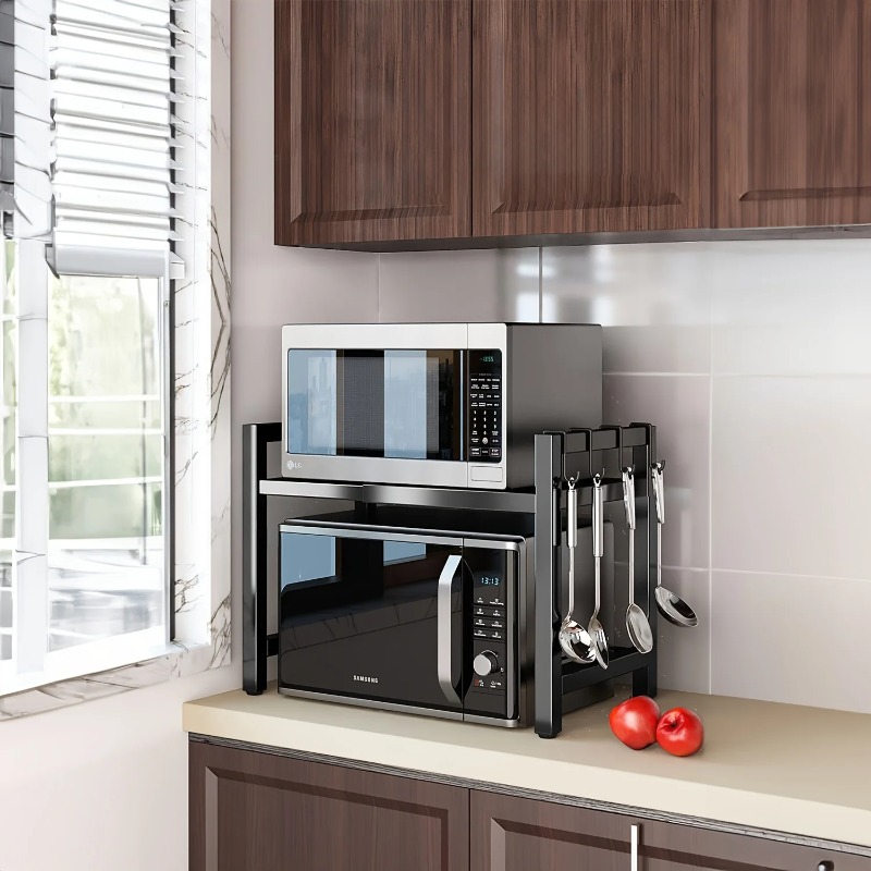 رف ميكروويف قابل للتعديل والتم - مراجعة Kitchen Baking Organization وسعره