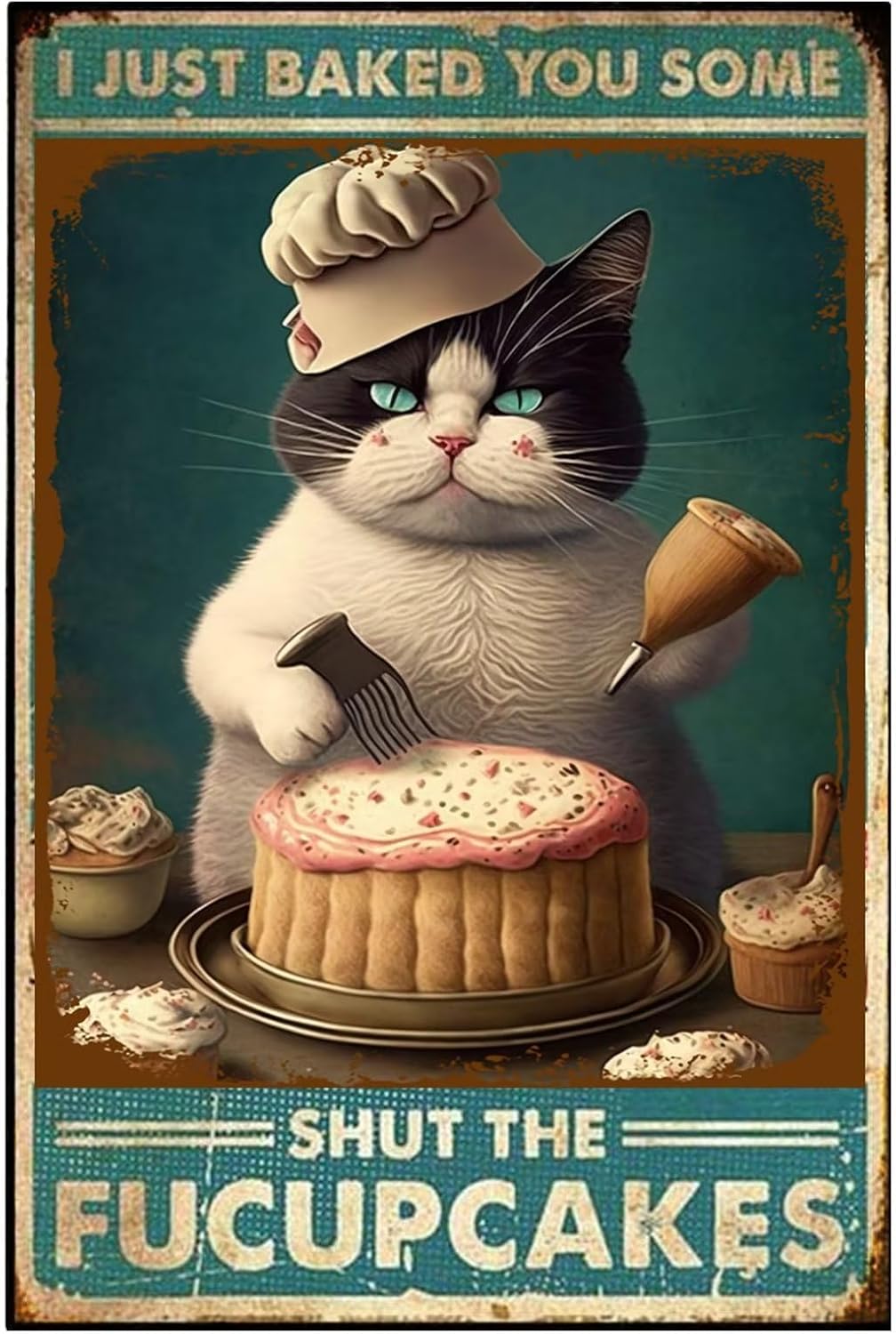 لافتات معدنية بتصميم كعكة القط - مراجعة Kitchen Baking Cake وسعره