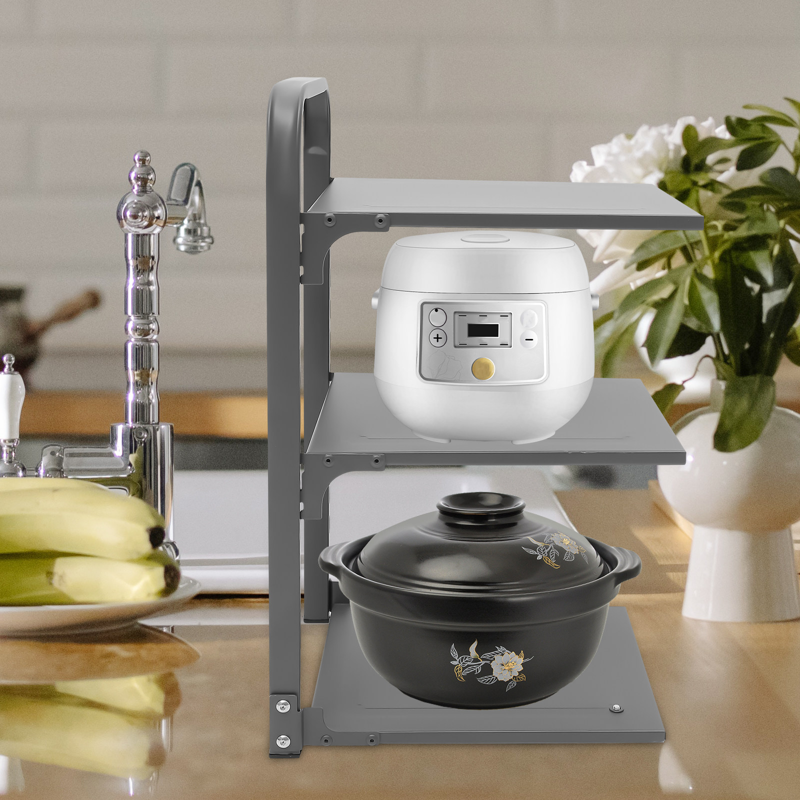 رف مطبخ قابل للطي من الفولاذ ا - مراجعة Kitchen Baking Pan Storage وسعره