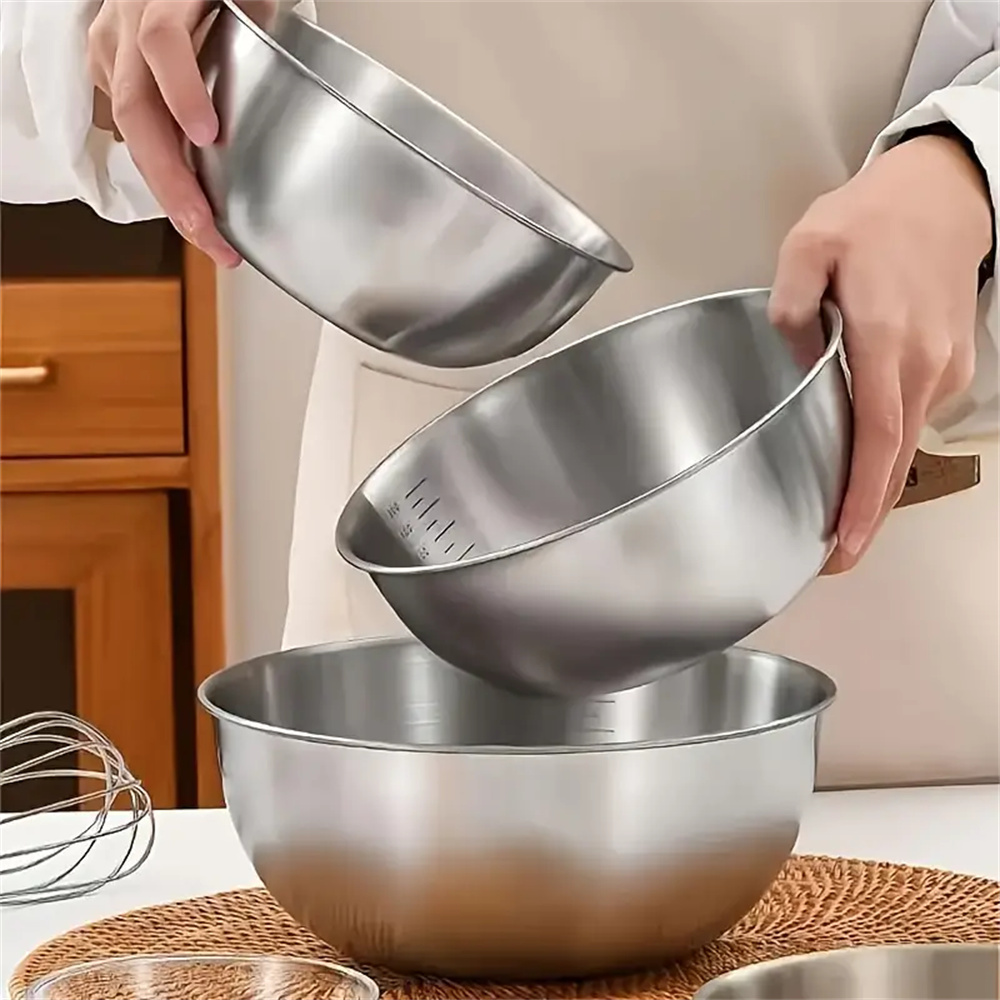 طقم أوعية ستانلس ستيل 1-3 قطع  - مراجعة Kitchen Baking Bowls وسعره