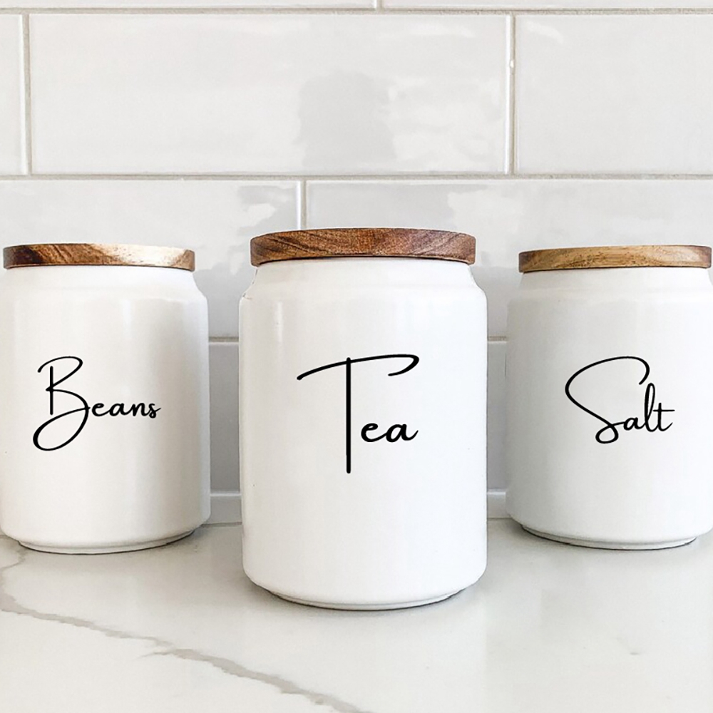 منظم المطبخ علبة جرة تسميات مل - مراجعة Kitchen Baking Organization وسعره