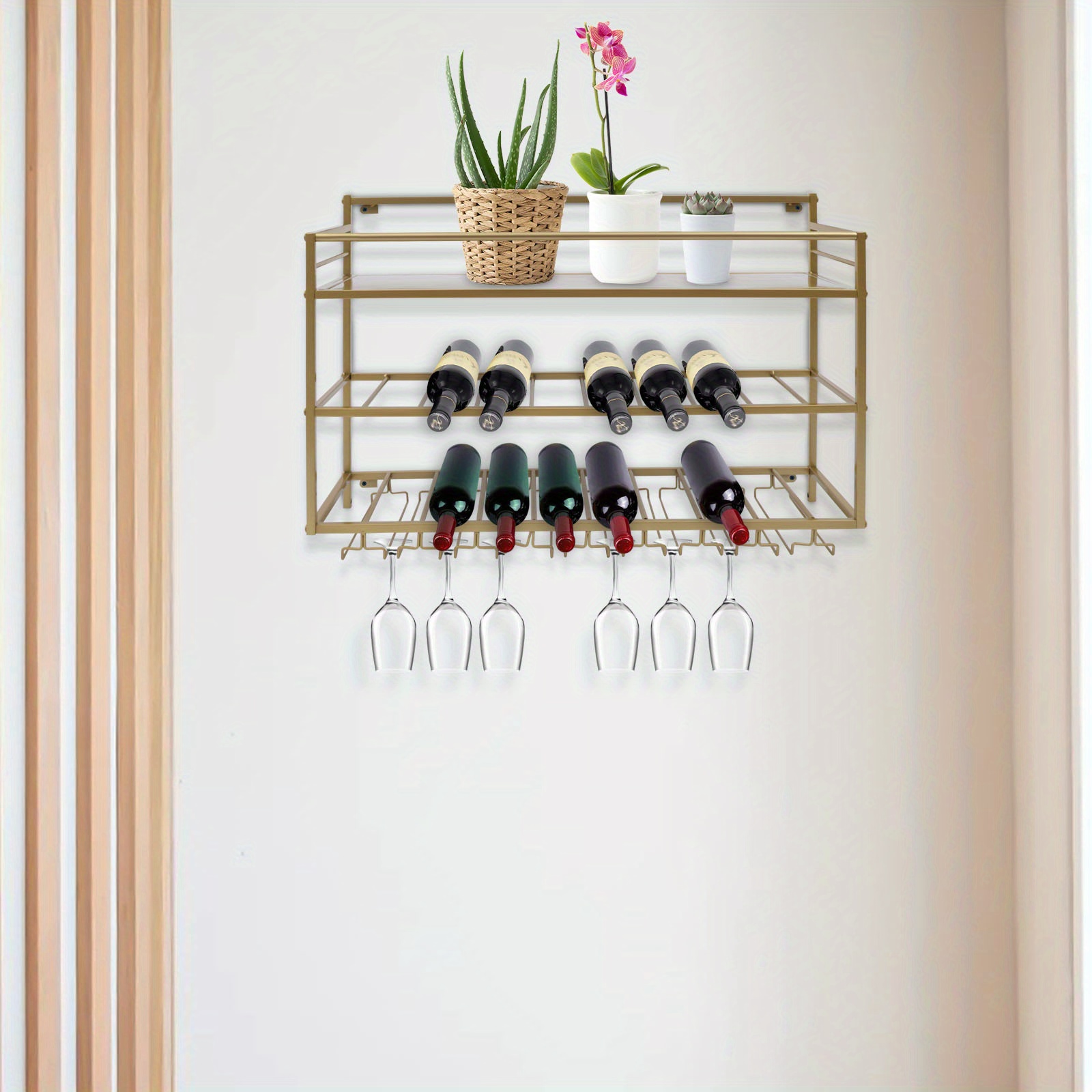 حامل نبيذ صناعي بتصميم ريفي -  - مراجعة Kitchen Baking Organization وسعره